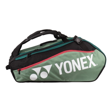 Yonex Racketbag Club Line (Schlägertasche, 3 Hauptfächer) 2024 moosgrün/schwarz 12er